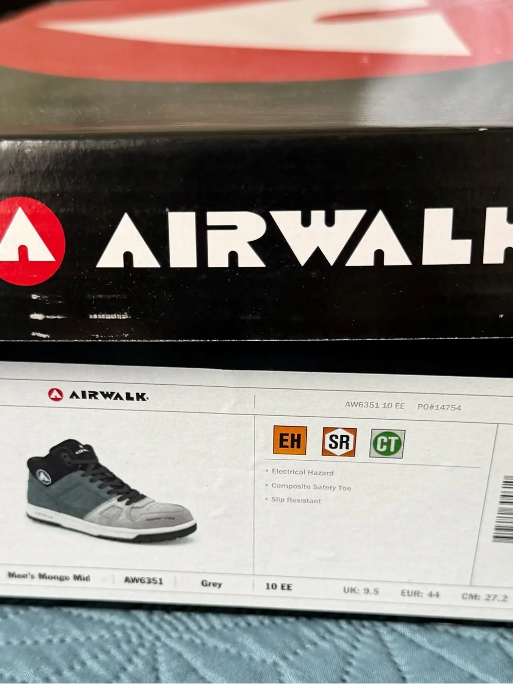 Brand New Airwalk Grey and Black Men's Mid-Top Safety Sneaker